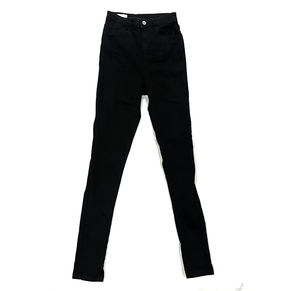 COLLUSION X001 Womens 28/36 Tall Black High Rise Skinny Jeans Denim Stretch